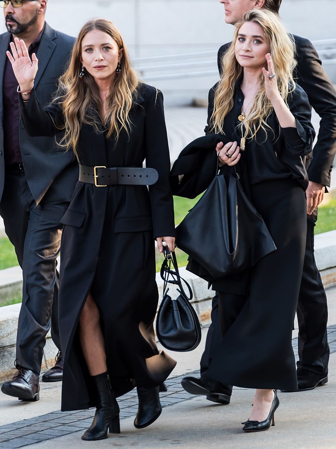  Fashion designers Mary-Kate Olsen and Ashley Olsen are seen arriving to the 2018 CFDA Fashion Awards at Brooklyn Museum on June 4, 2018 wearing all black ensembles