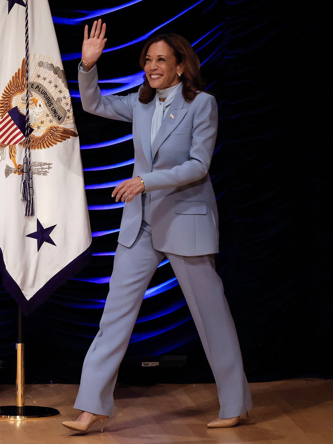 Democratic presidential nominee, U.S. Vice President Kamala Harris arrives to deliver remarks at the Congressional Hispanic Caucus Institute's 47th Annual Leadership Conference at the Ronald Reagan Building and International Trade Center on September 18, 2024 in Washington, DC. Harris spoke on immigration reform and border security while criticizing Republican presidential candidate former President Donald Trump's plan to carry out mass deportation of immigrants.  (Photo by Kevin Dietsch/Getty Images)