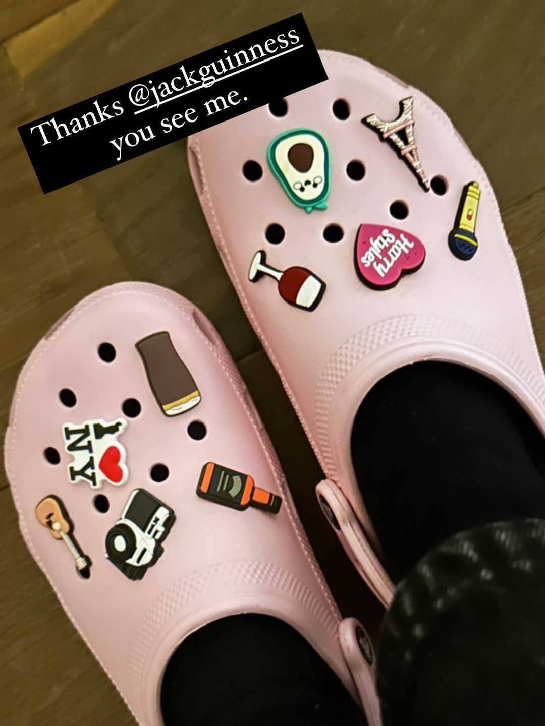 Alexa Chung shared the photo of the unconventional Crocs on her Instagram story