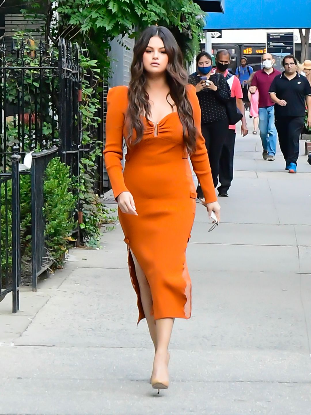 Selena Gomez is seen in soho  on September 8, 2021 in New York City.  (Photo by Raymond Hall/GC Images)