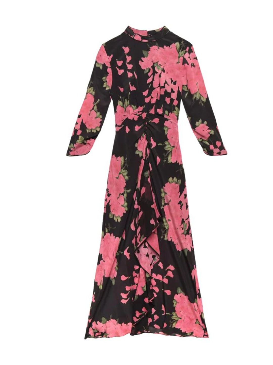 Black and pink printed floral dress 