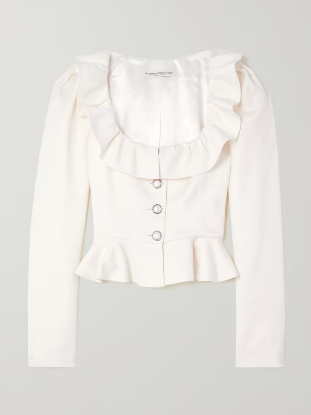 Embellished ruffled cropped wool-crepe jacket – Alessandra Rich