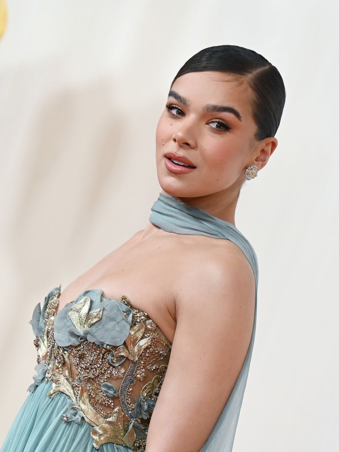 Hailee Steinfeld wearing a strapless gown at the Oscars