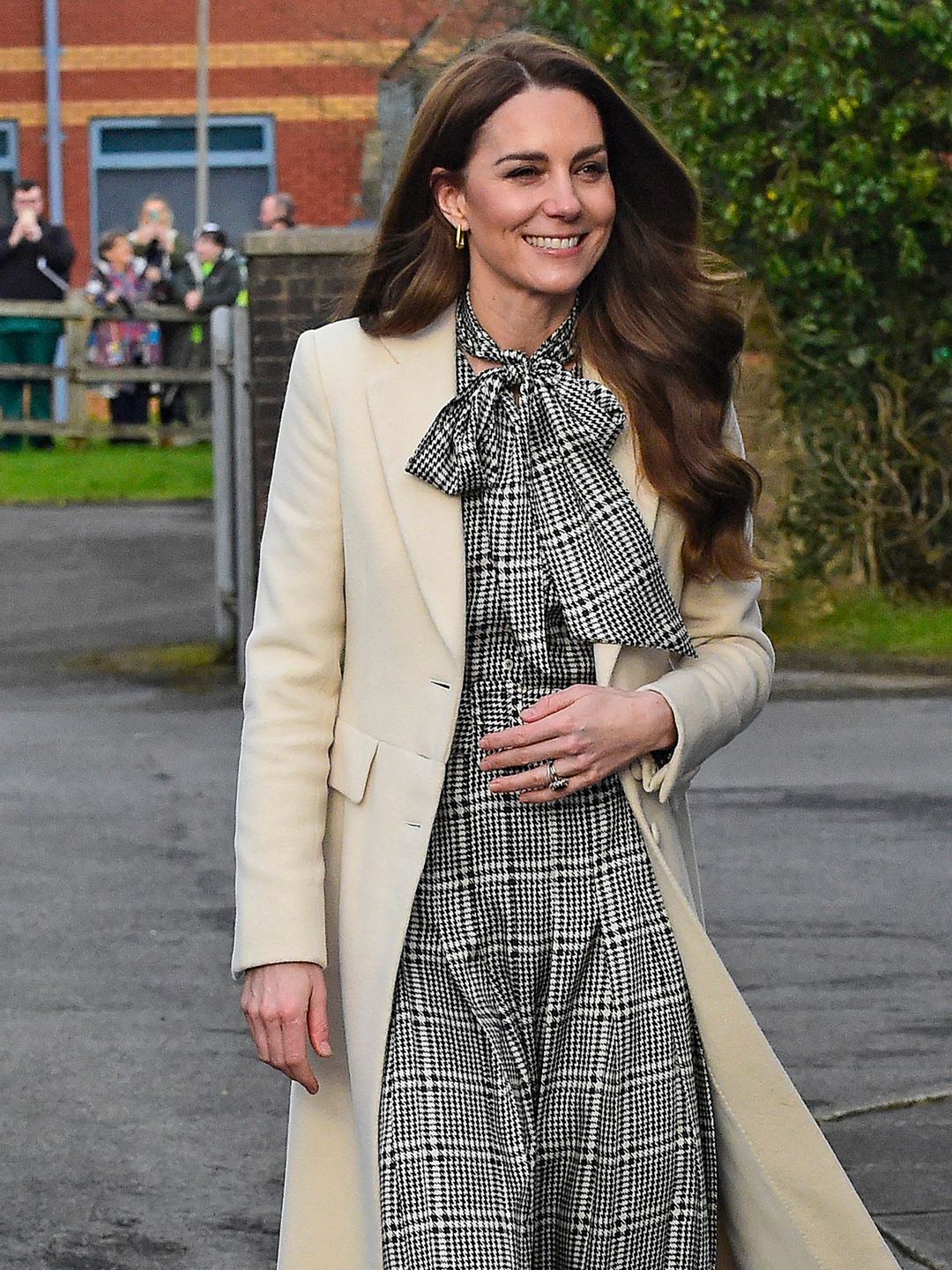 The Princess of Wales wore a checkered dress to visit South Wales last month