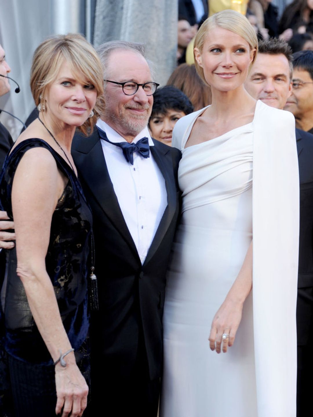 Actors Gwyneth Paltrow and Kate Capshaw and director Steven Spielberg arrive at the 84th Annual Academy Awards in 2012