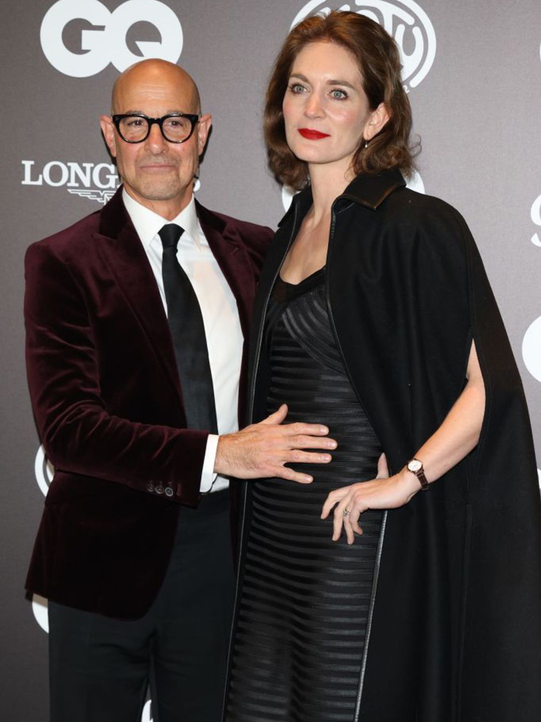 Stanley Tucci with his wife, literary agent Felicity Blunt, on the red caret at a GQ event