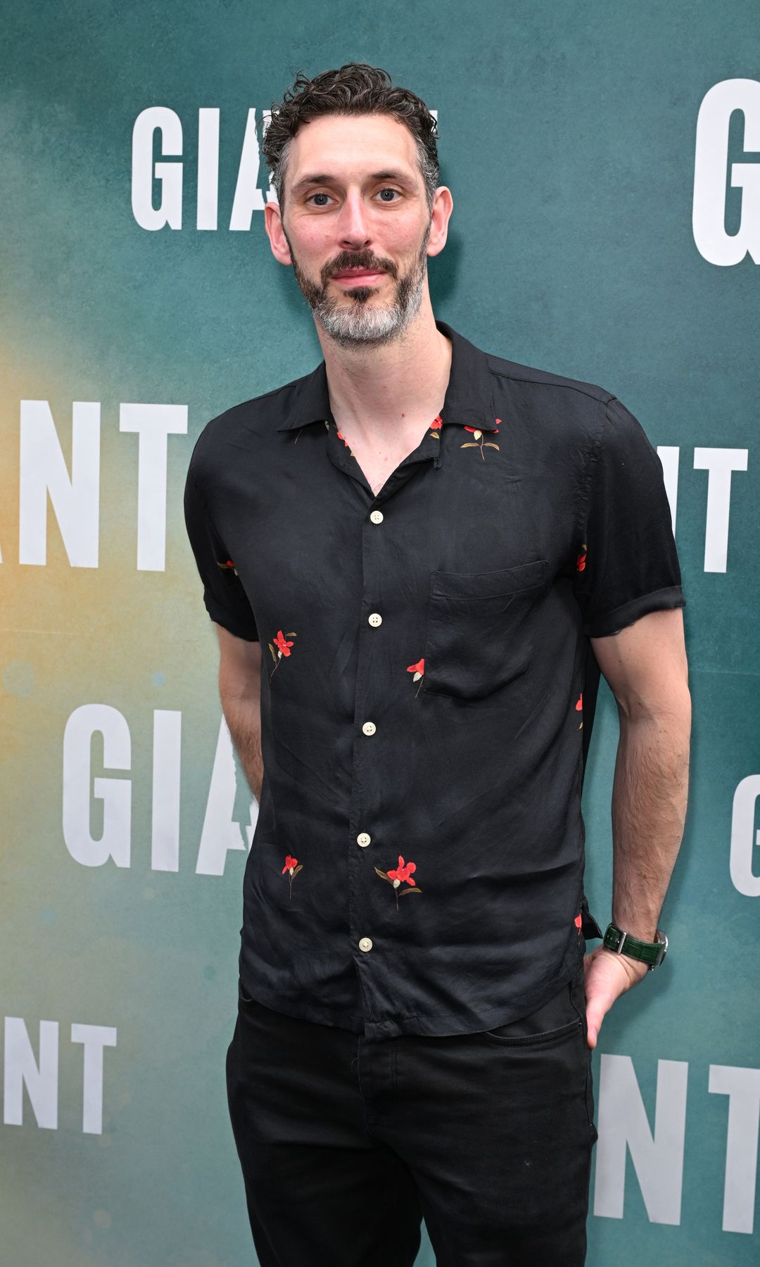 Blake Harrison in a black floral shirt