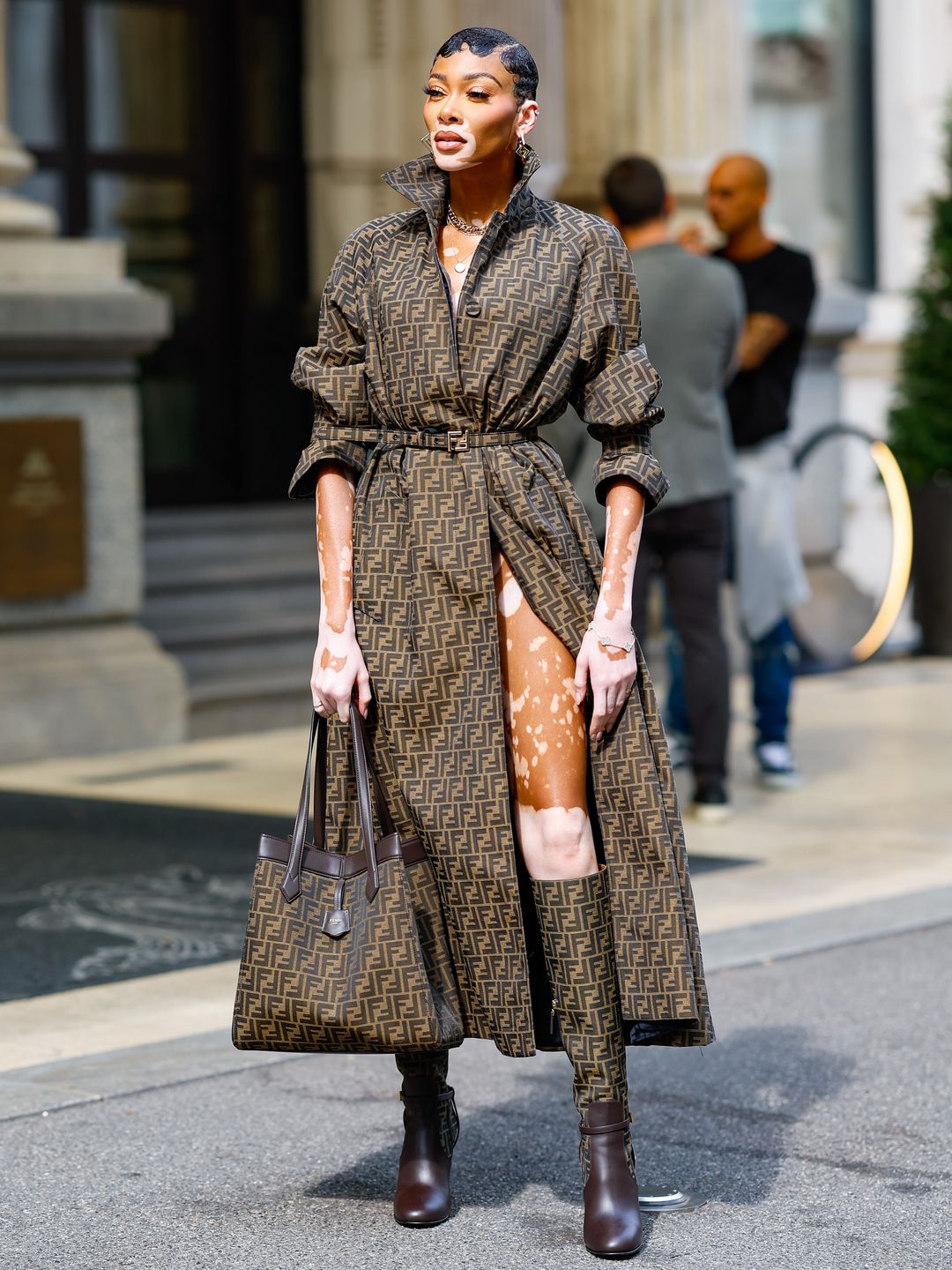 Winnie Harlow seen heading to The Fendi show during Milan Fashion Week on September 20, 2023