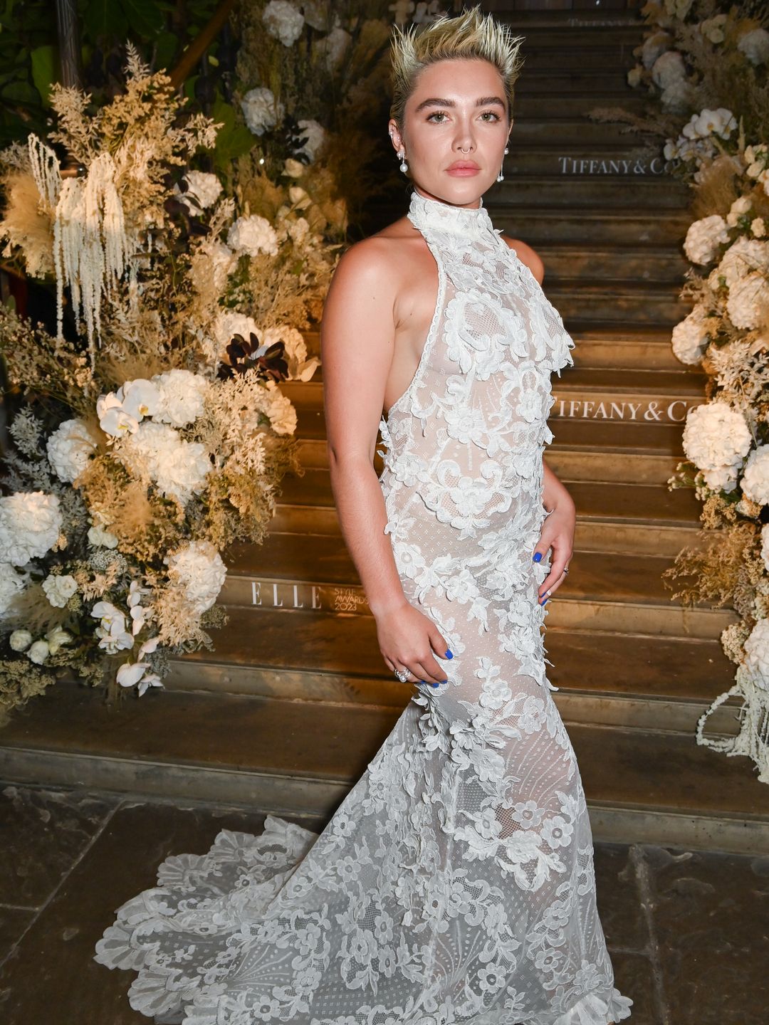 LONDON, ENGLAND - SEPTEMBER 05: Florence Pugh, winner of The British Icon Award attends the ELLE Style Awards 2023, in partnership with Tiffany & Co., Moet & Chandon, and Snapchat, at The Old Sessions House on September 5, 2023 in London, England. (Photo by Dave Benett/Getty Images for ELLE Style Awards 2023)