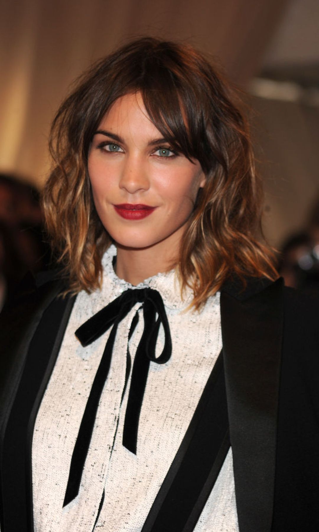 Alexa Chung ombre bob cut ad red lipstick 