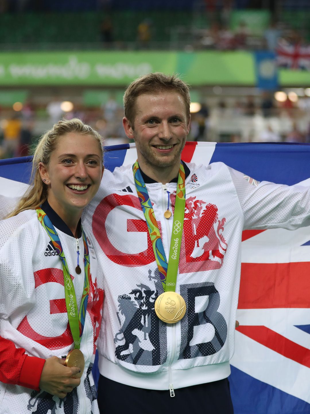 The couple celebrating with their Gold medals at the Rio 2016 Olympics