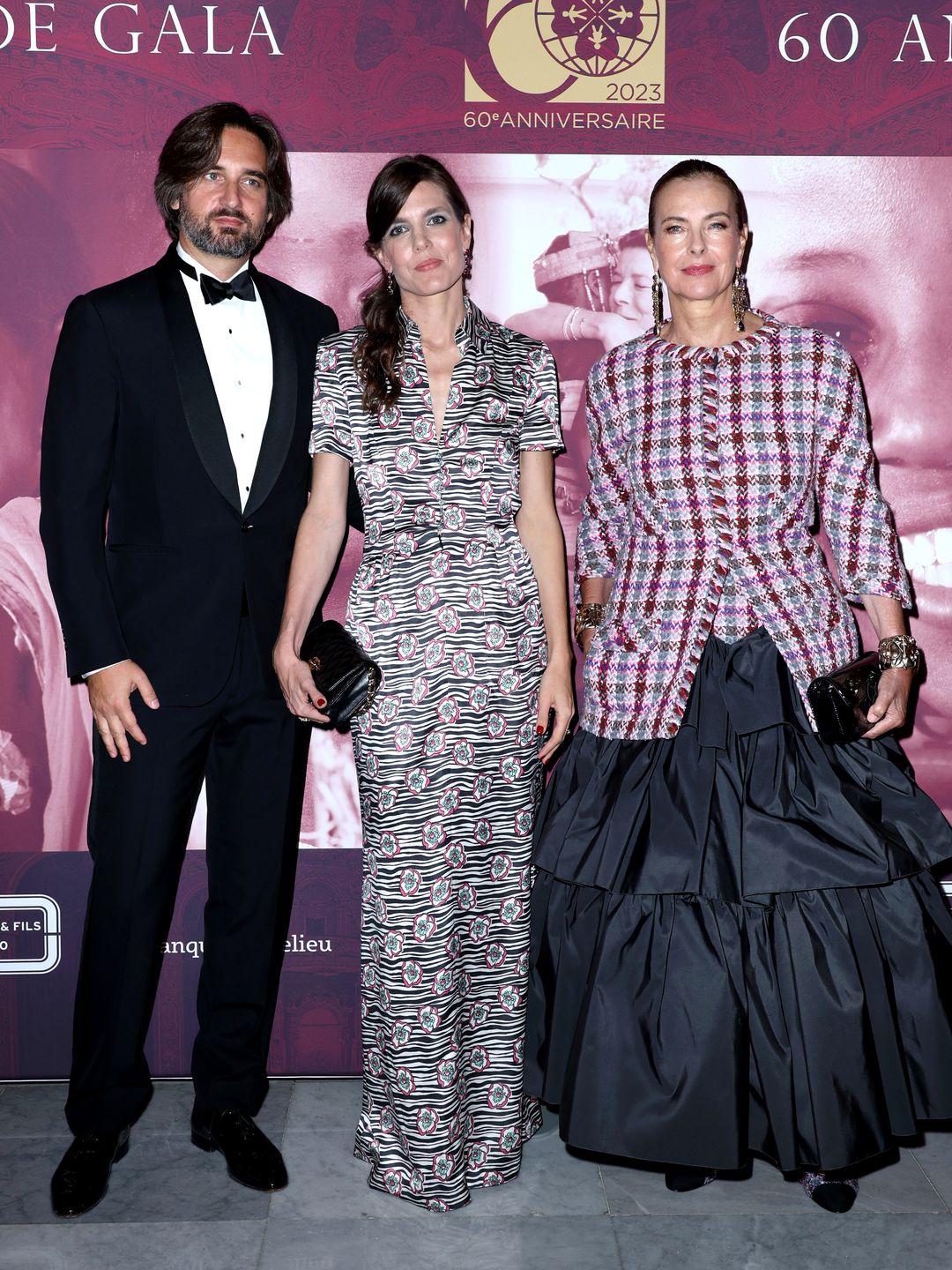 Dimitri Rassam, Charlotte Casiraghi and Carole Bouquet attended the 60th AMADE Anniversary Dinner in Monte Carlo