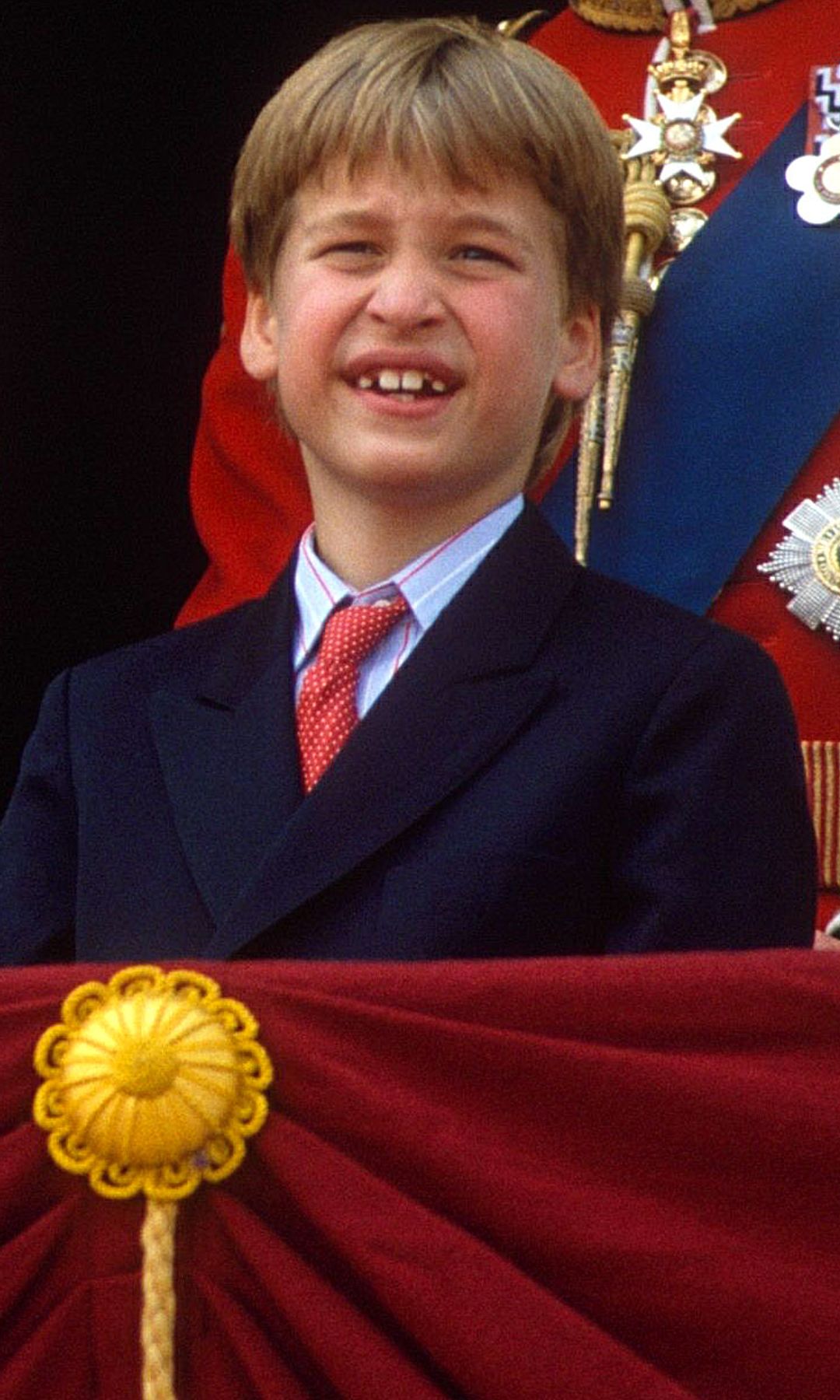 Prince William frowning at Trooping the Colour in 1990