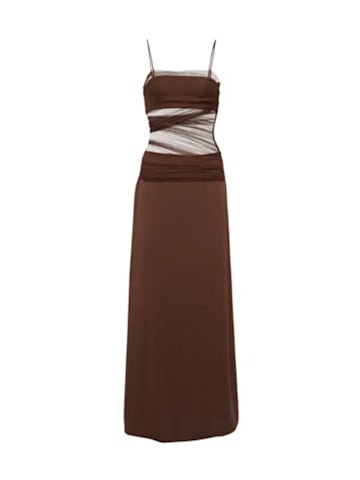 Sheer-detail ruched maxi dress