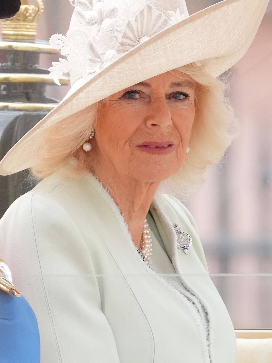 Queen Camilla travels along The Mall to the Trooping the Colour ceremony at Horse Guards Parade