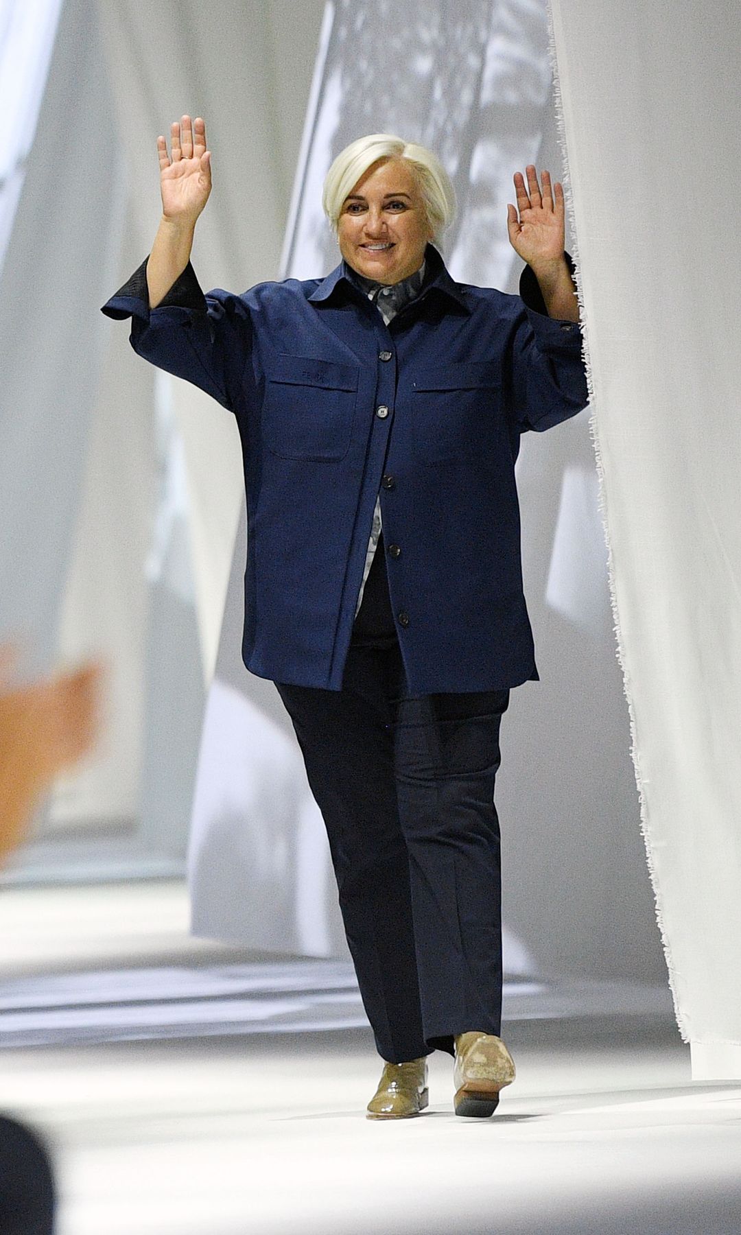 Designer Silvia Venturini Fendi  walks the runway at the Fendi fashion show during the Milan Women's Fashion Week on September 23, 2020 in Milan, Italy