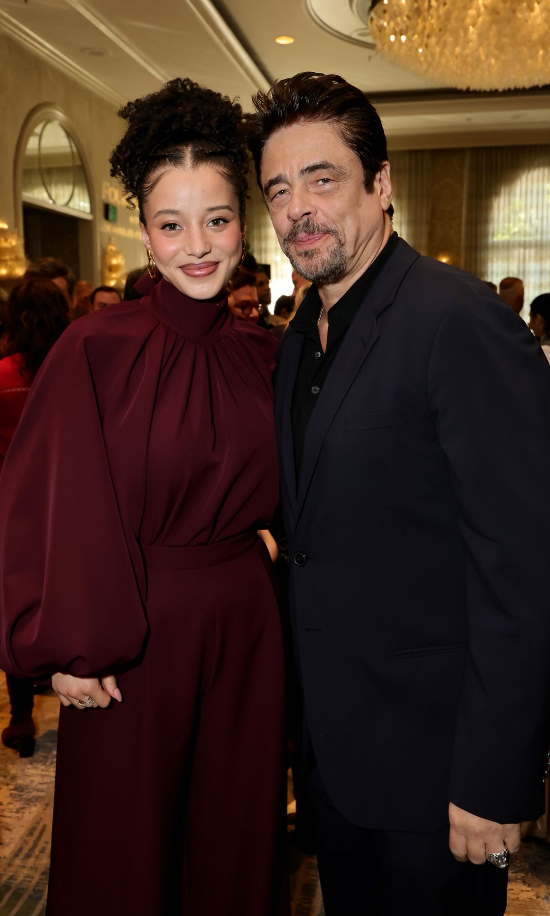 Chase Infiniti and Benicio del Toro attend The BAFTA Tea Party