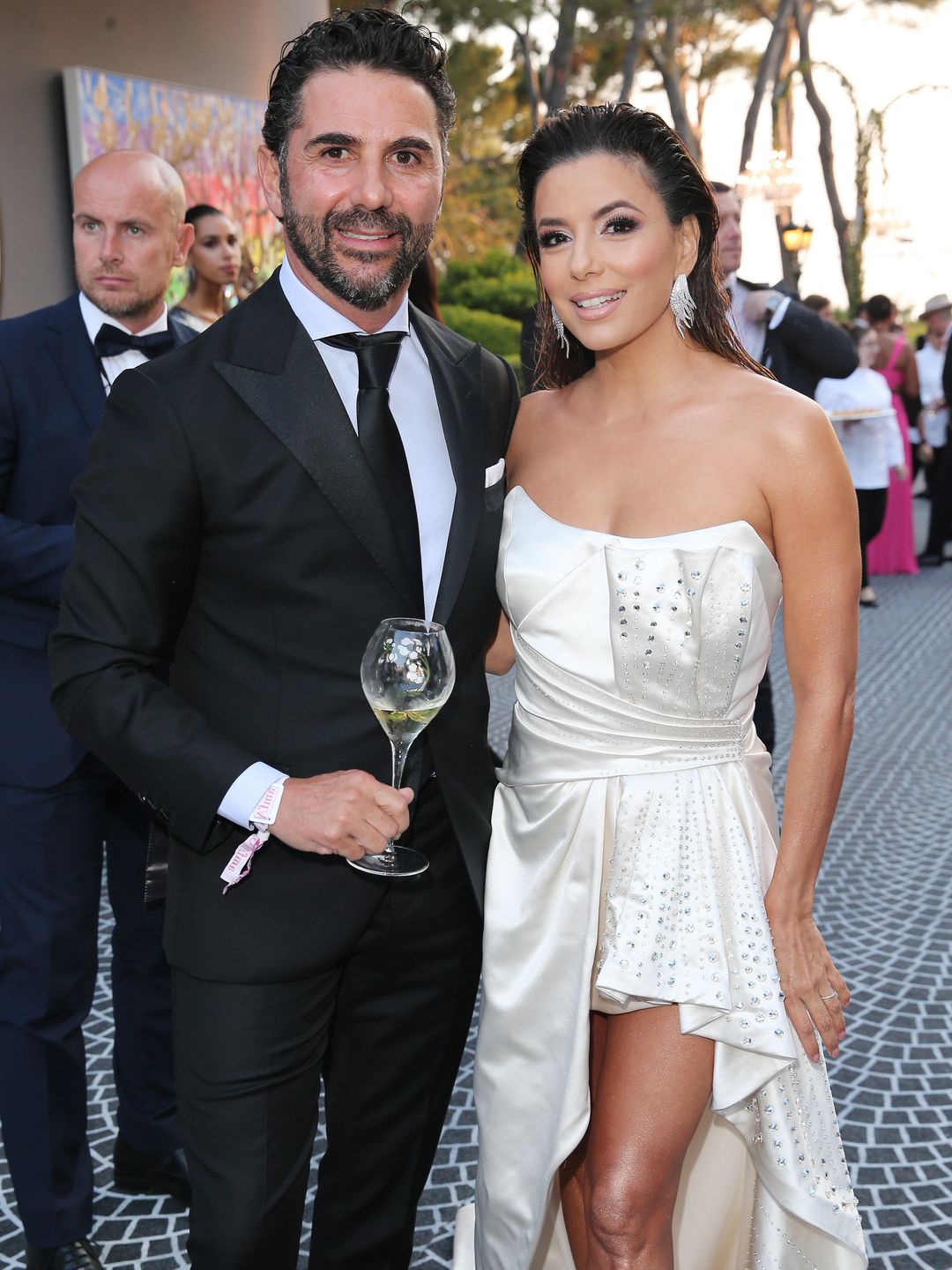 Jose Baston and Eva Longoria attends the amfAR Cannes Gala 2019 
