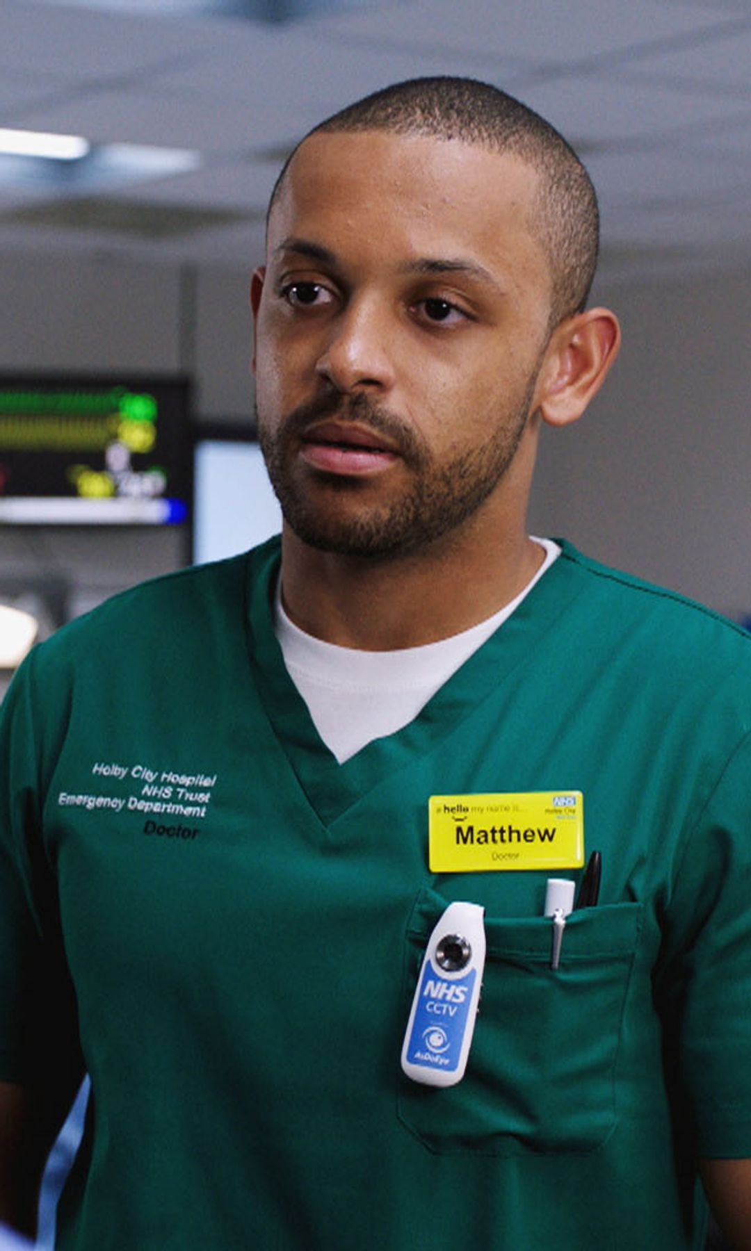 Aron Julius as Matty in a still from Casualty