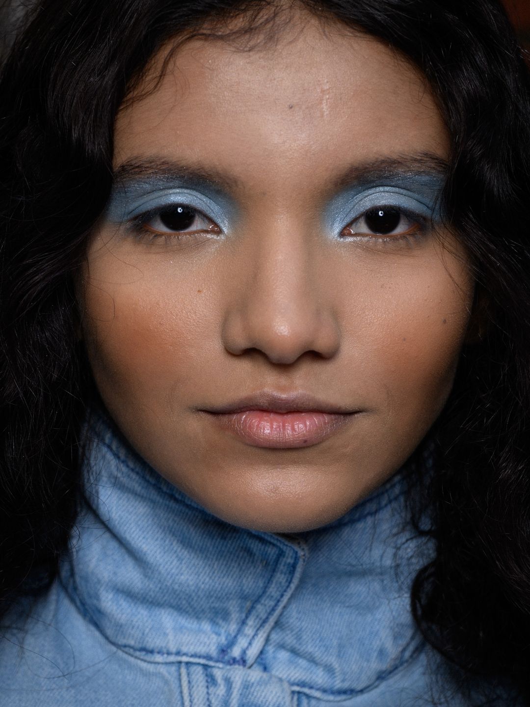 Models at Almeida wore shimmering, baby blue eyeshadow 