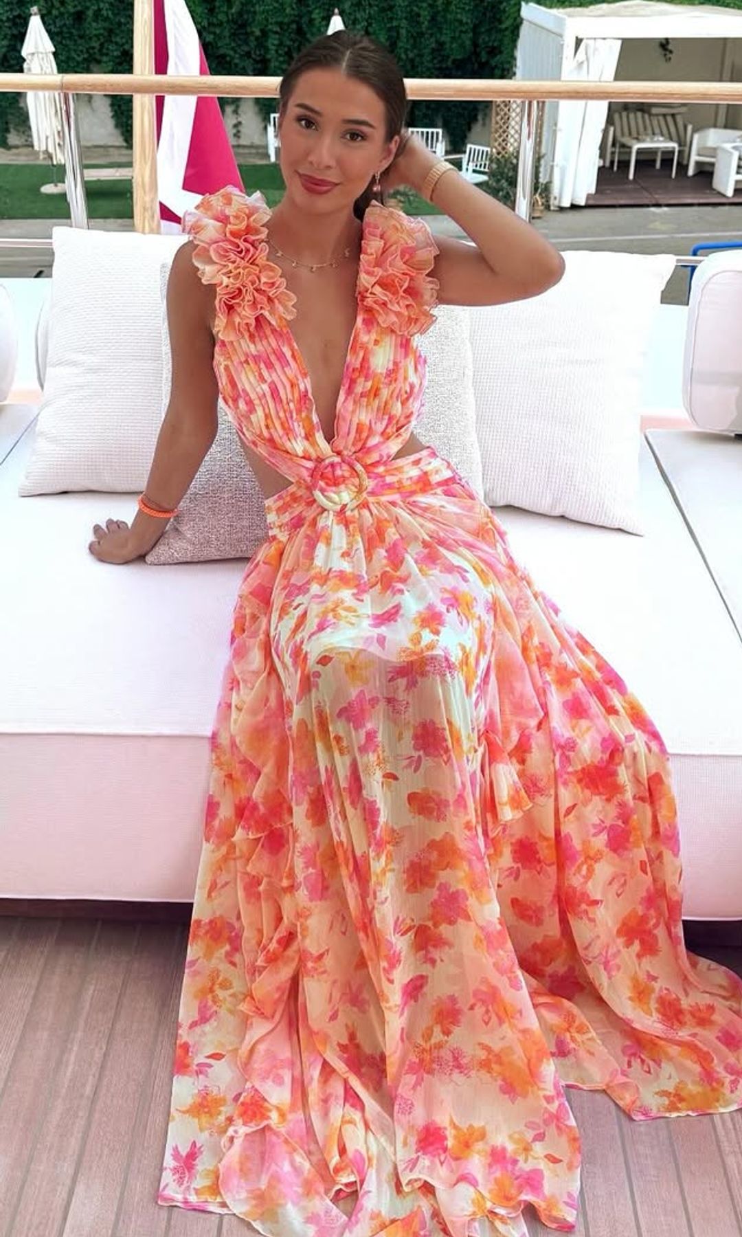 erling haaland partner in floral pink dress