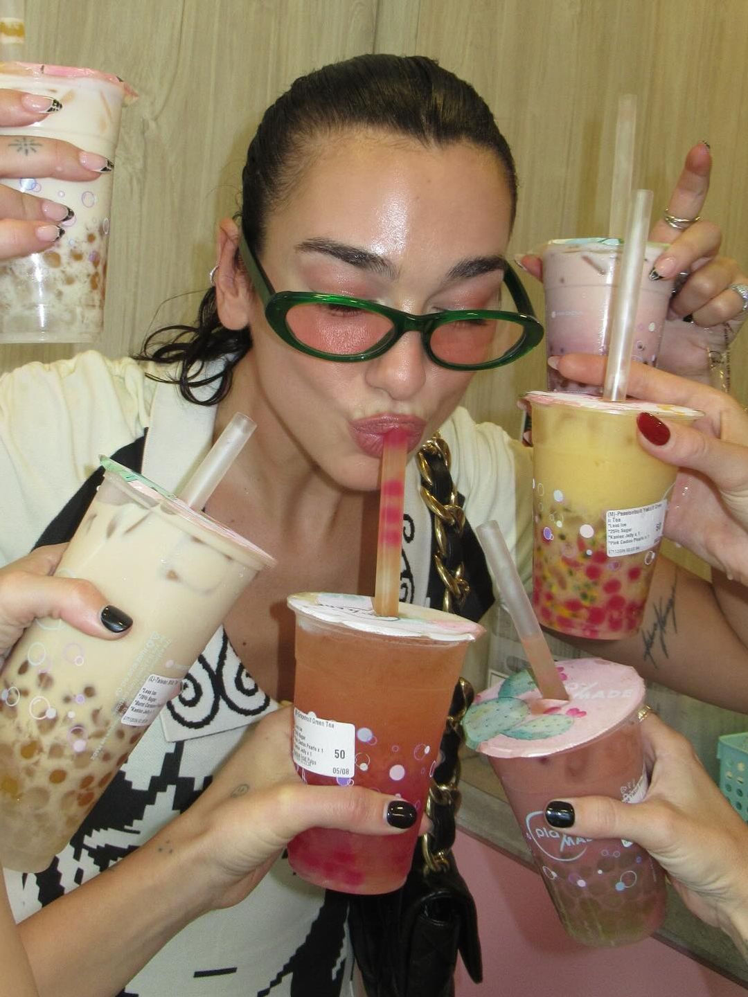 Dua Lipa sips on Boba Tea while on tour