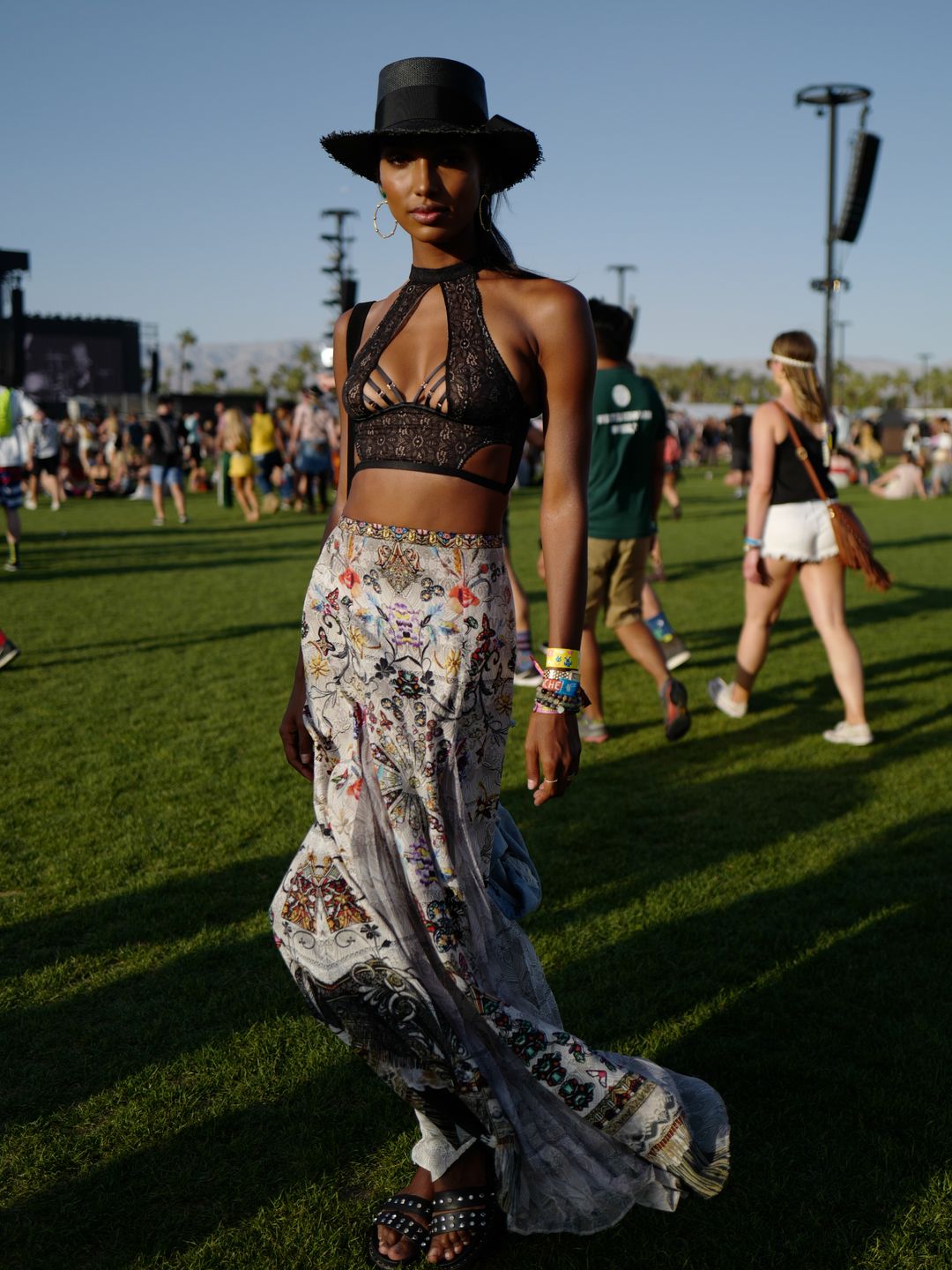 Jasmine Tookes wearing a Victoria Secret BH during day 1 of the 2018 Coachella