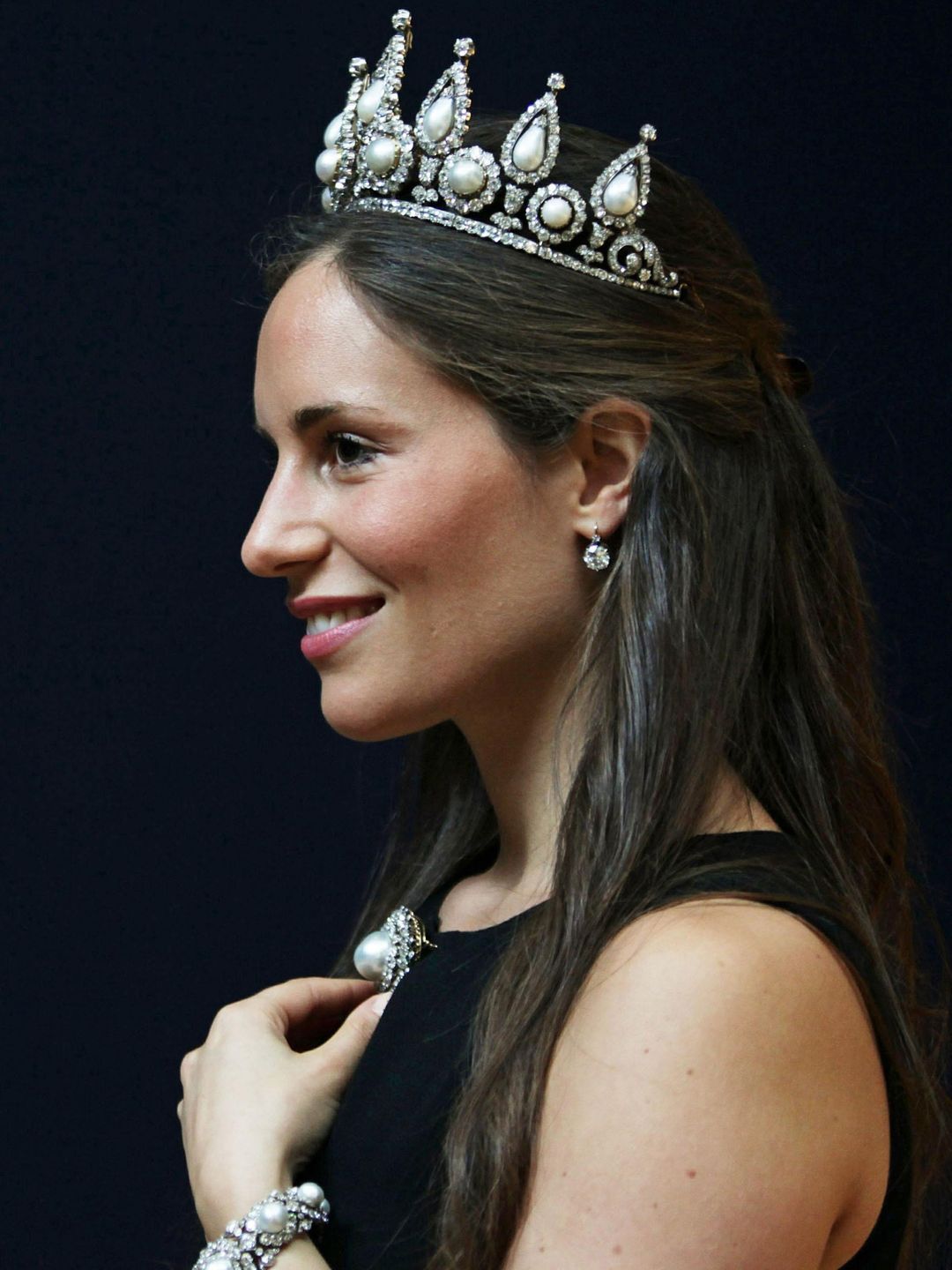 A model wearing the Rosebery tiara, ahead of the 2011 'Important Jewels Sale' at Christie's auction house