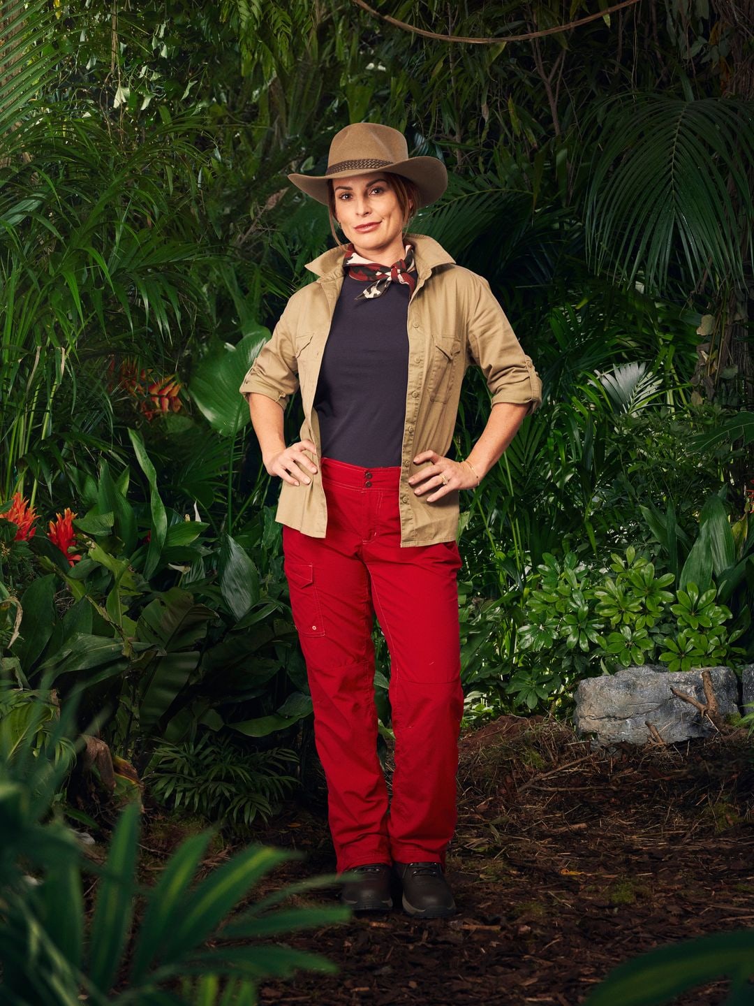 i'm a celeb contestant in red outfit 