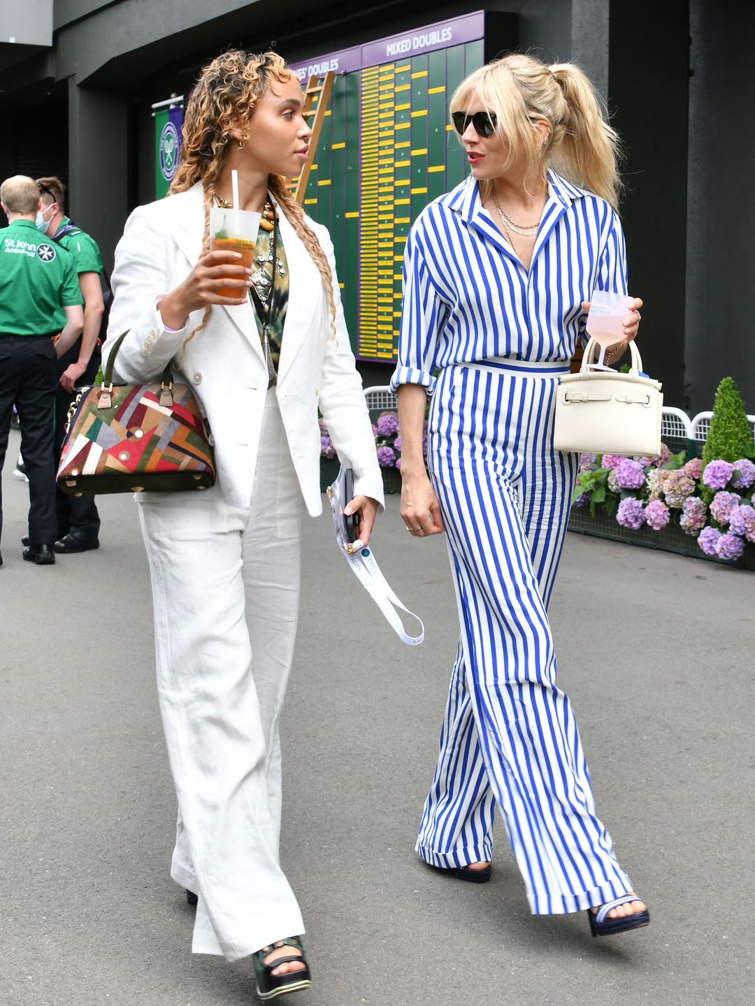 Sienna Miller in pinstripe co-ord 