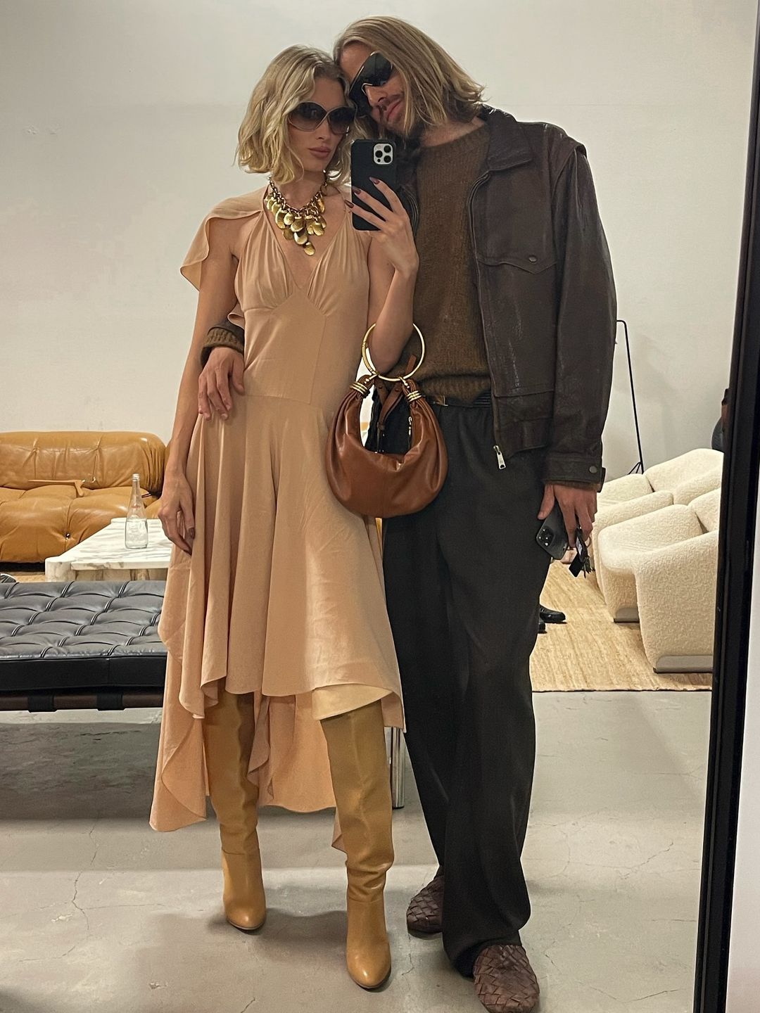 Elsa Hosk and her husband pose for a mirror selfie before date night 