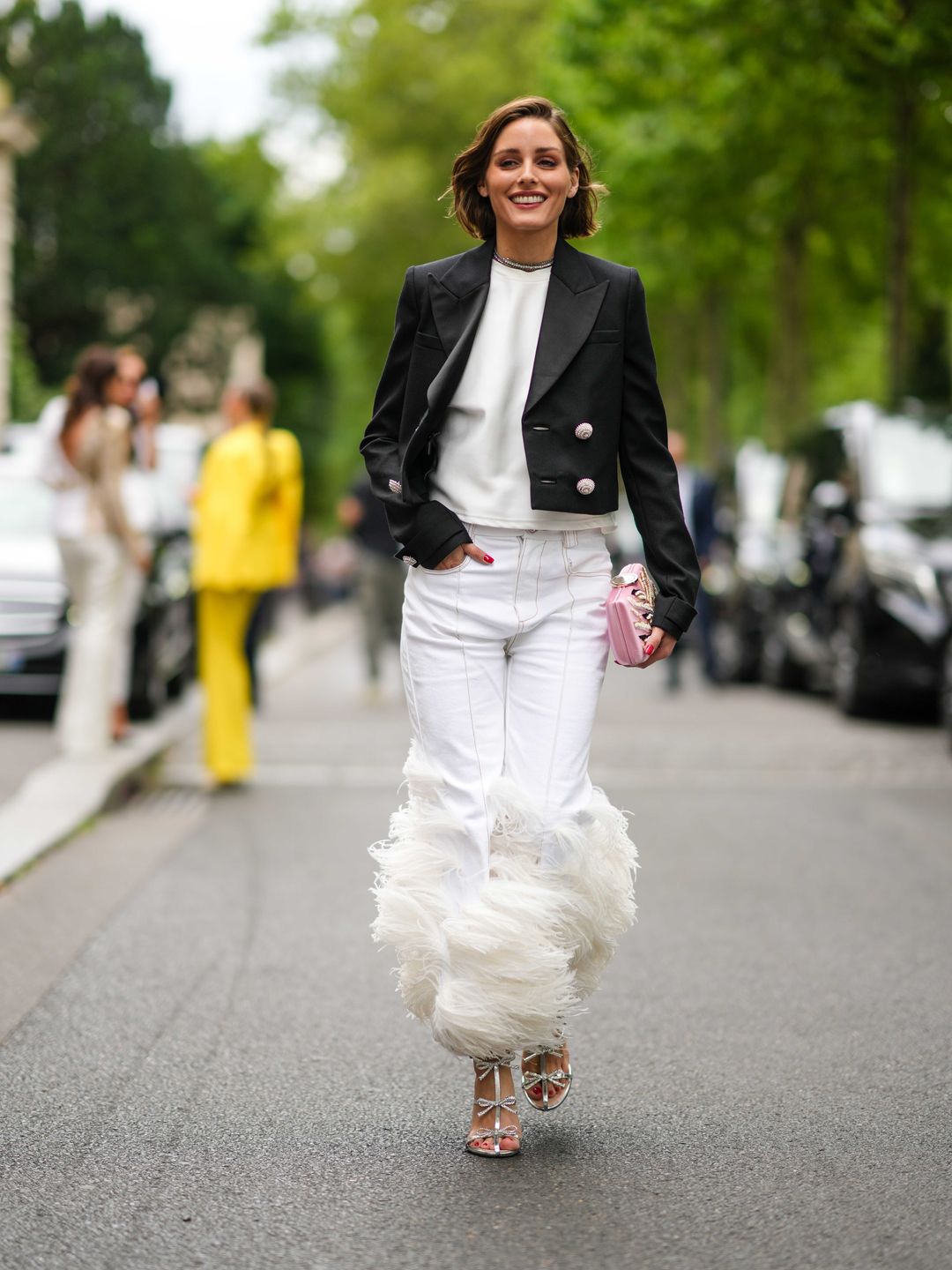 Olivia Palermo outside Tamara Ralph during Paris Haute Couture Week on July 03, 2023
