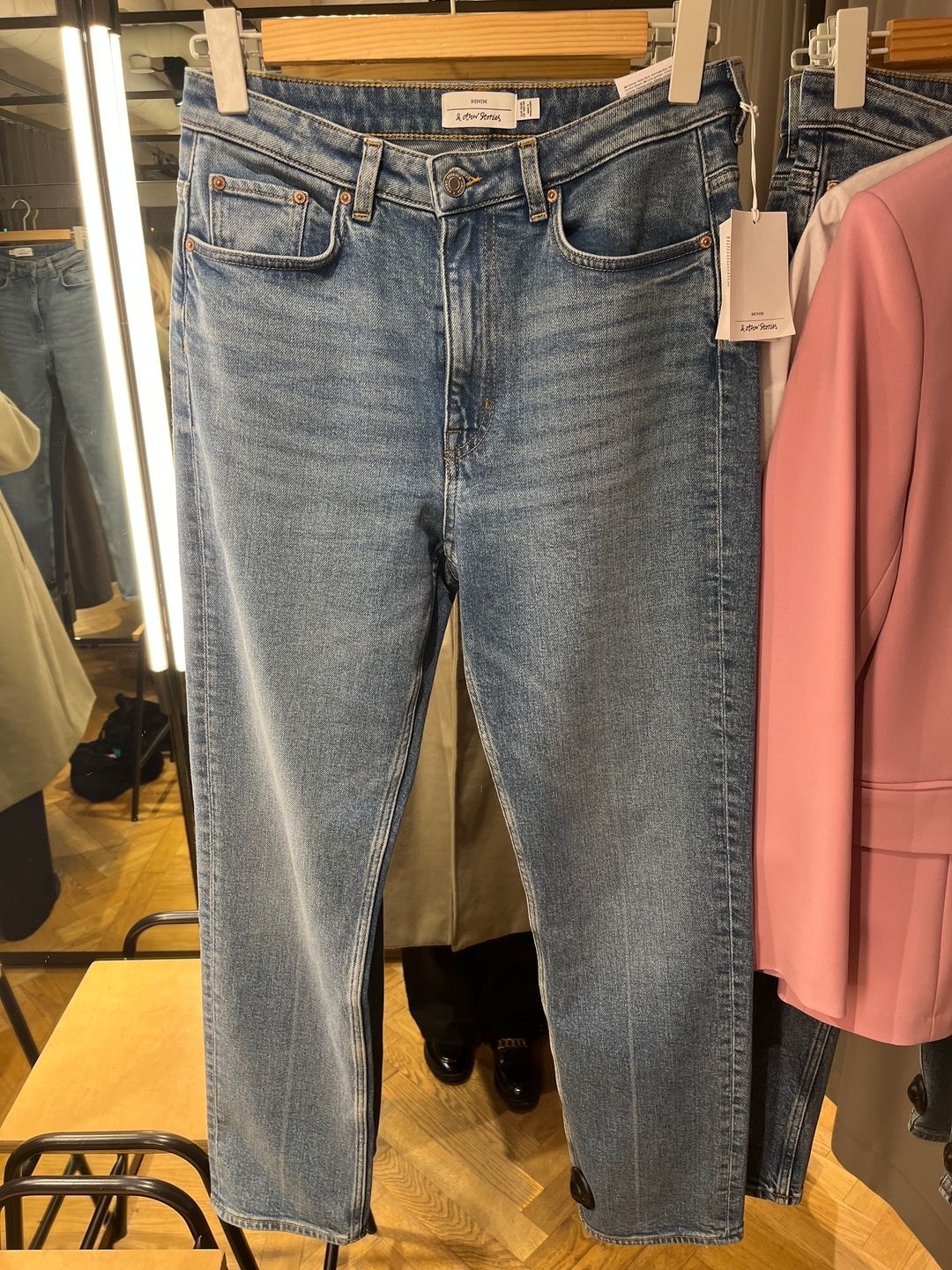 and other stories blue straight leg jeans 