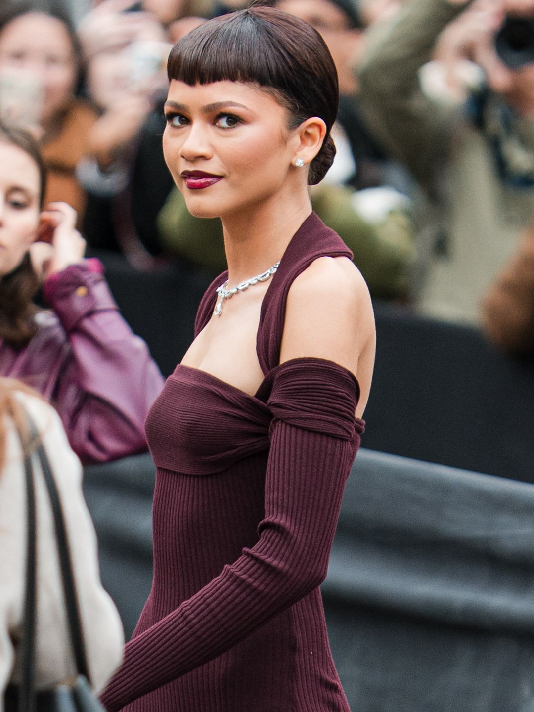 PARIS, FRANCE - JANUARY 25: Zendaya is seen during the Fendi Haute Couture Spring/ Summer 2024 as part of Paris Fashion Week on January 25, 2024 in Paris, France. (Photo by Claudio Lavenia/Getty Images)