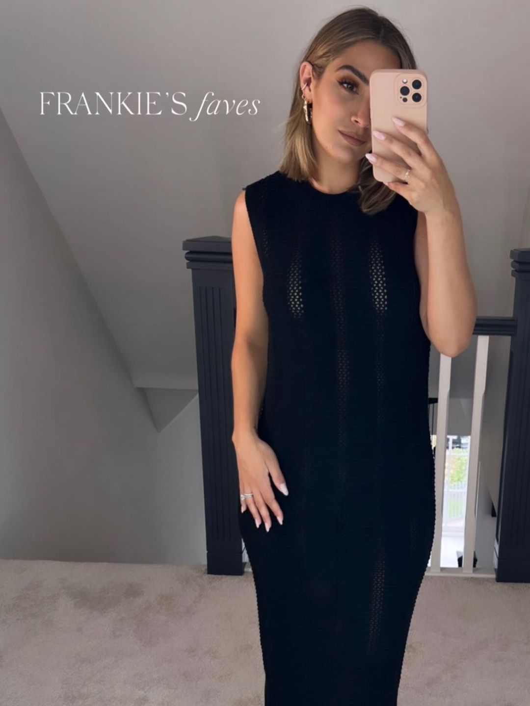 frankie bridge instagram black crochet dress