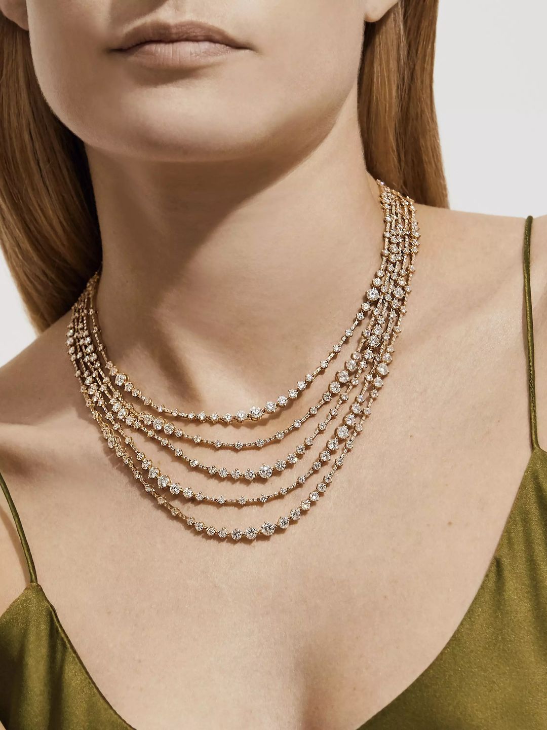 The Arpeggia Five Line Necklace in Rose Gold