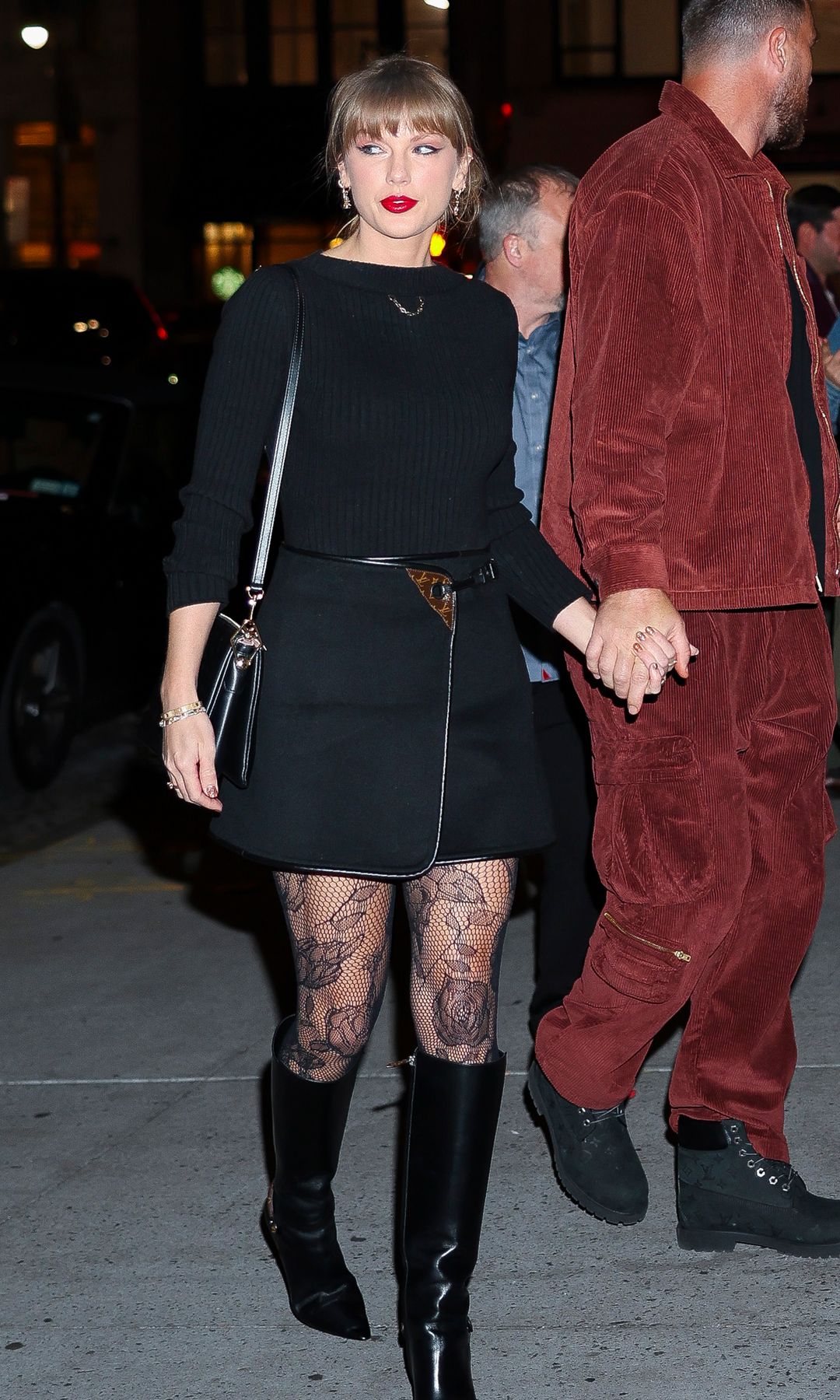 Taylor Swift and Travis Kelce are seen in NoHo on November 06, 2025 in New York City