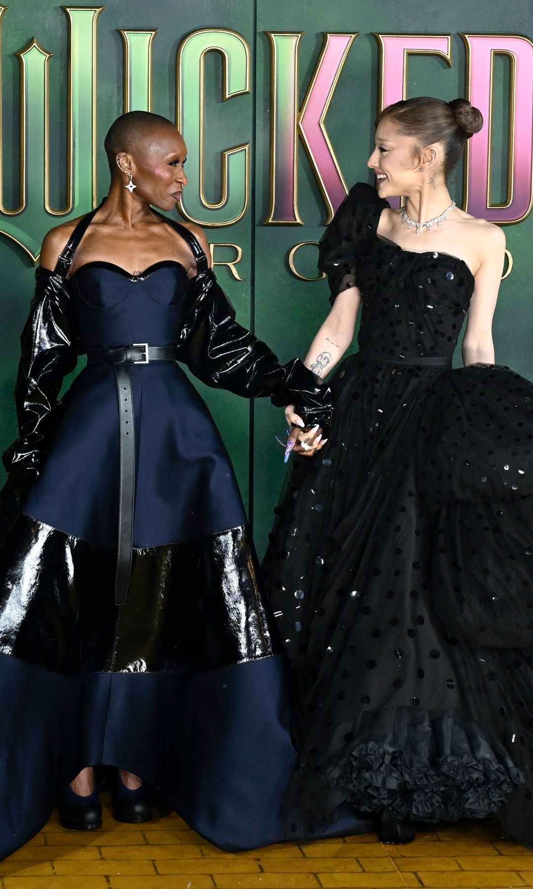 Cynthia Erivo and Ariana Grande attend the "Wicked: For Good" European Premiere at Cineworld London Leicester Square on November 10, 2025 in London, England