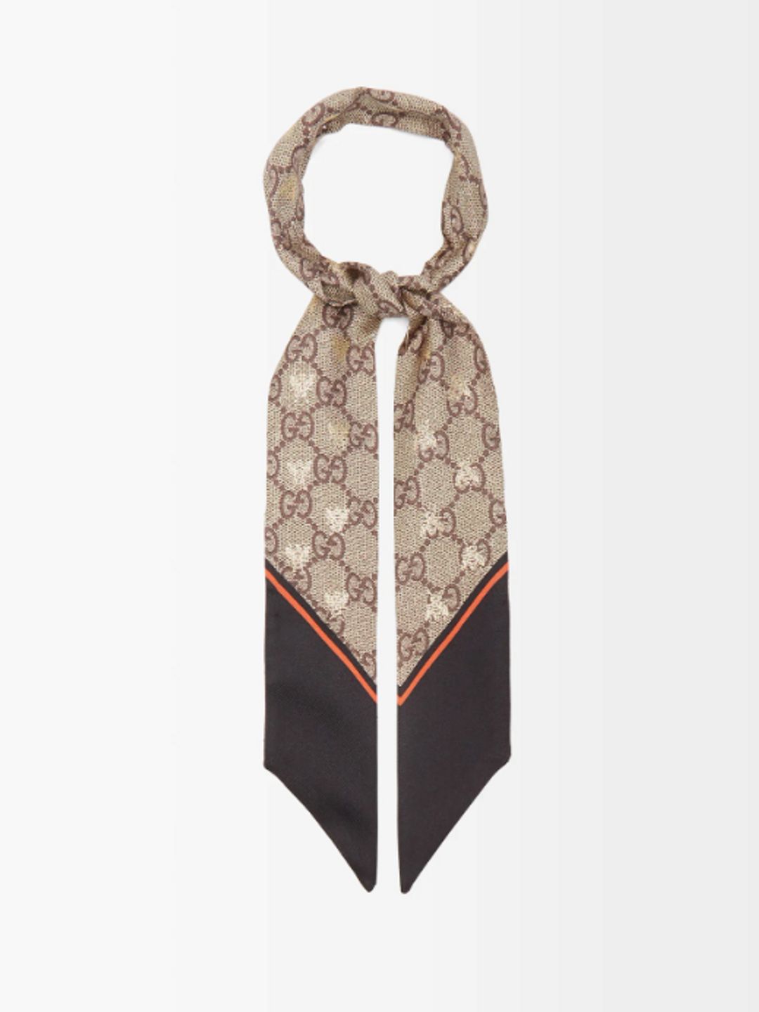 GG and bee-jacquard silk-twill scarf - Gucci 