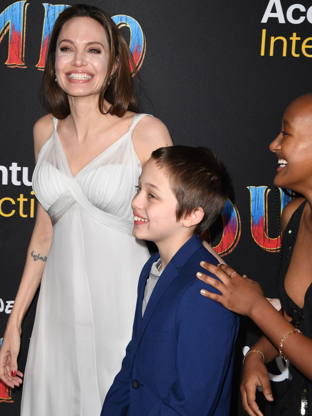 Angelina, Knox and Zahara at the premiere for Dumbo, laughing together