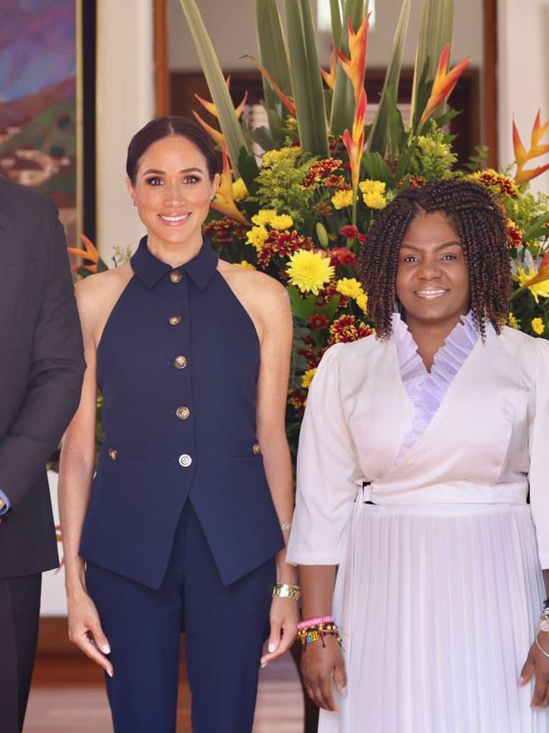 Harry and Meghan with Francia Marquez and her husband Rafael Yerney Pinillo.