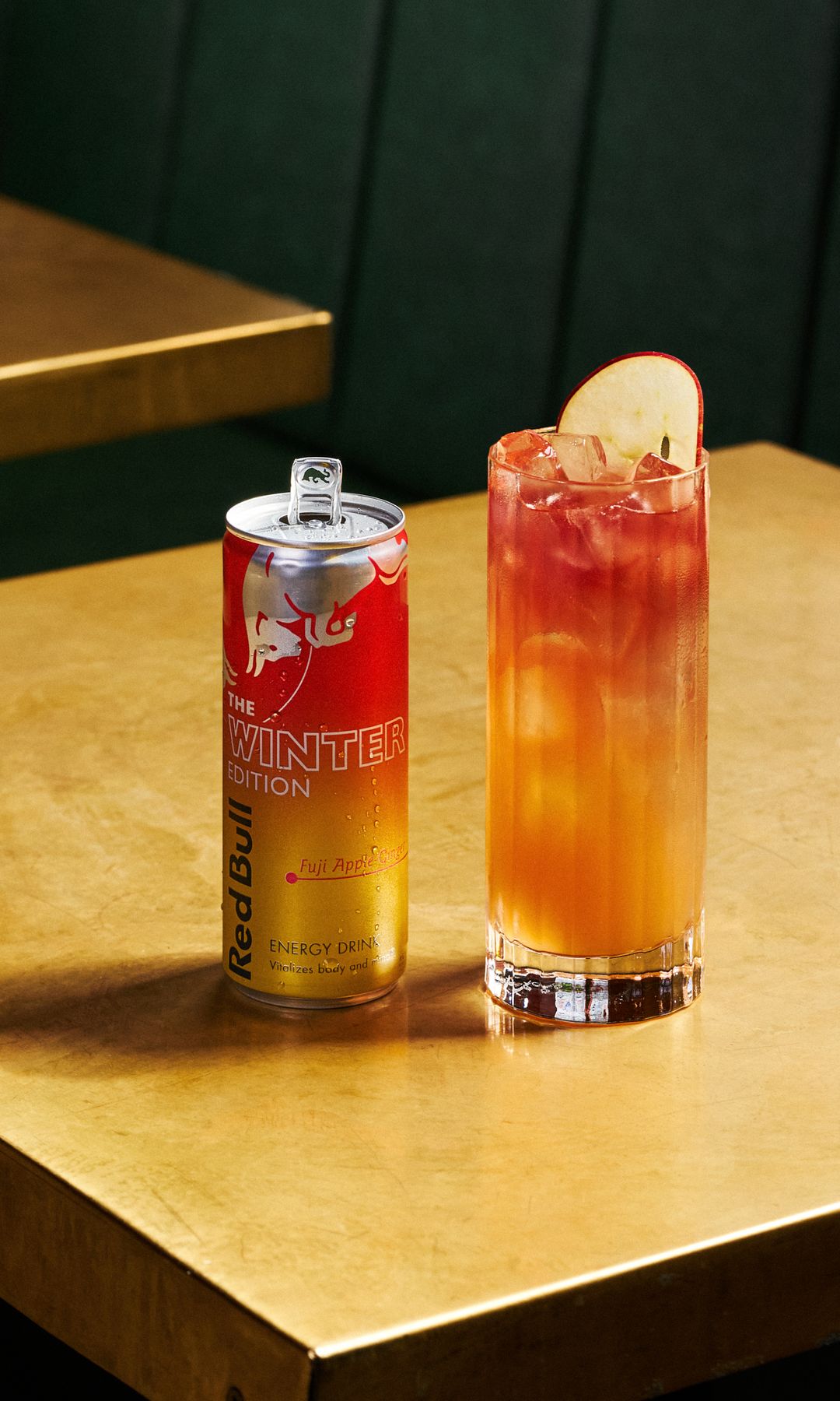 A photo of the new Red Bull winter edition on a table 