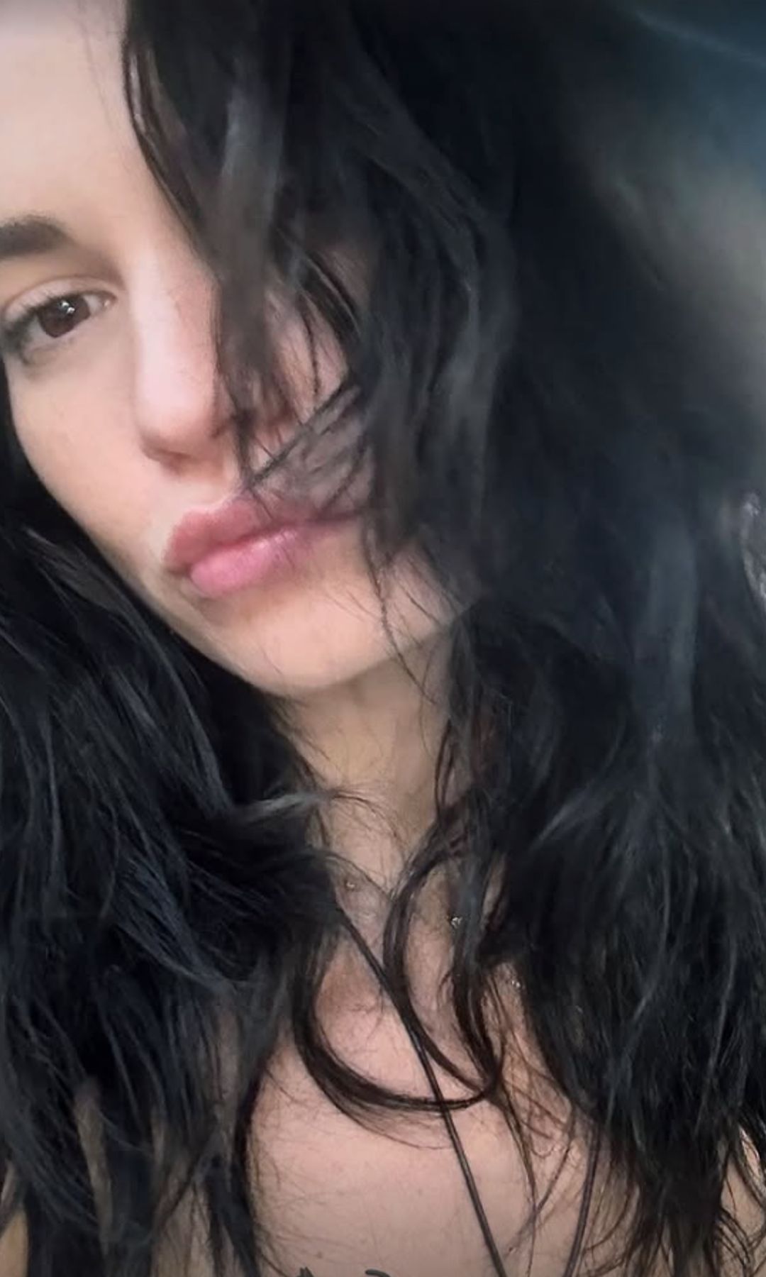 lily james selfie with black hair