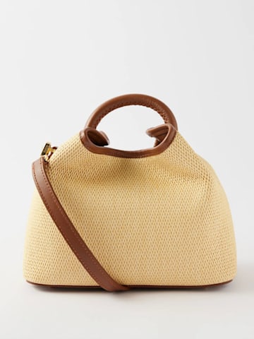 Baozi leather-trim raffia cross-body bag