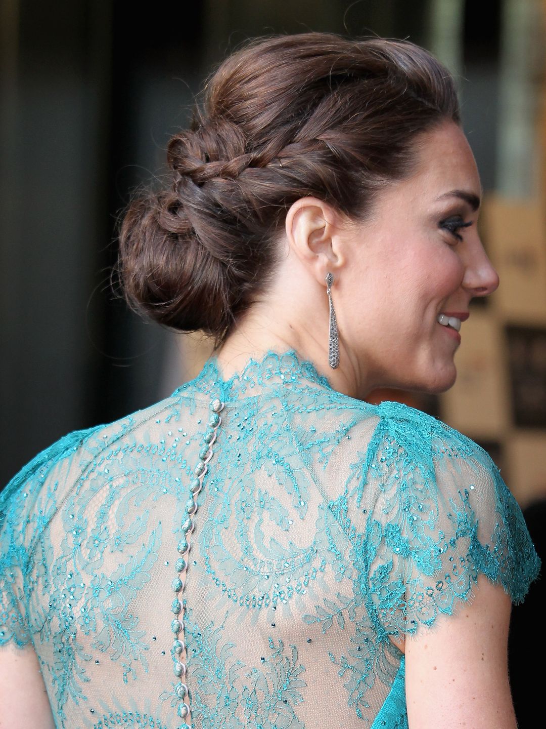 Princess Kate wearing a braided updo hairstyle