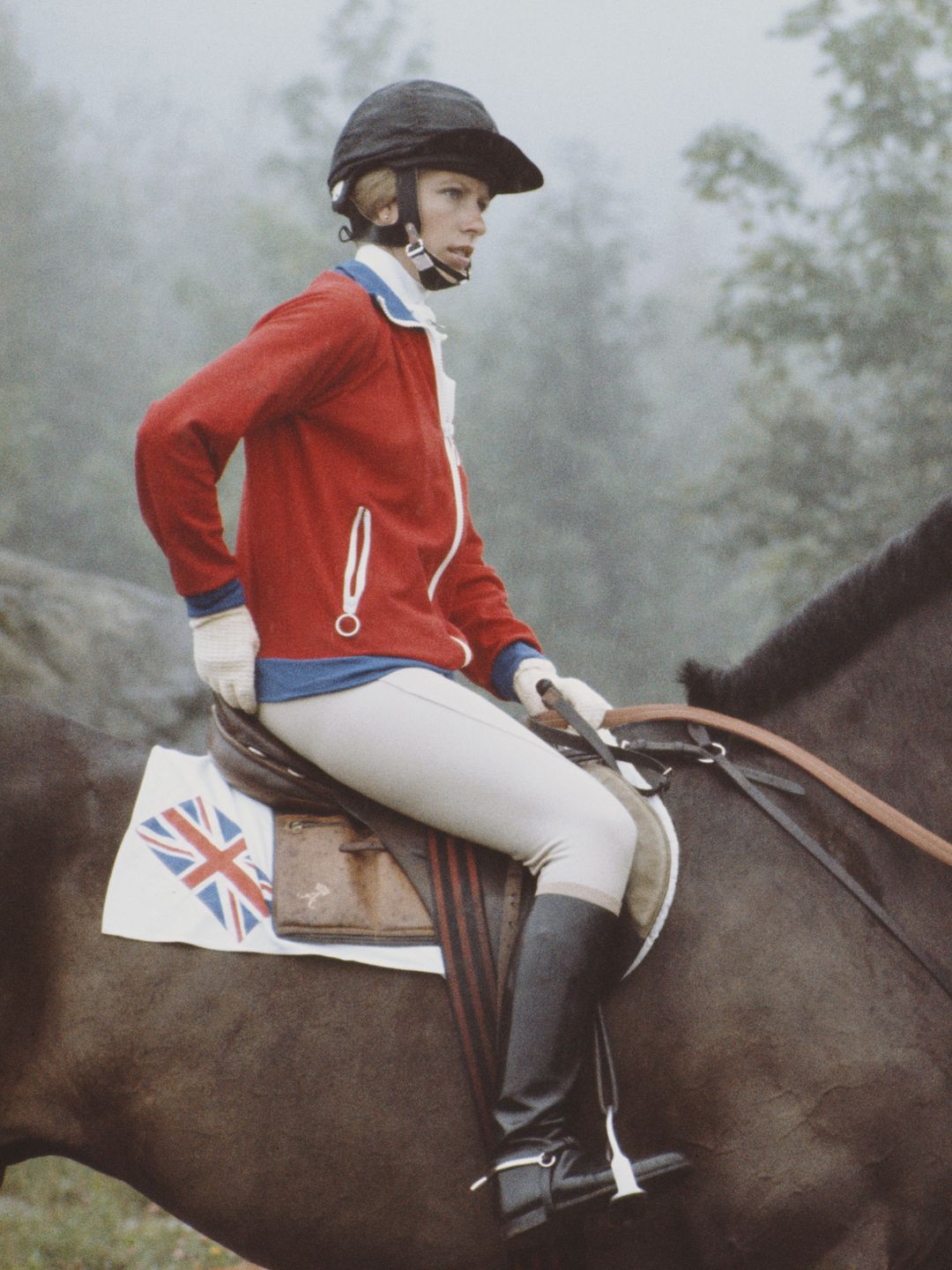 HRH Princess Anne, The Princess Royal aboard Goodwill during the Mixed Three-Day Event Team Cross-Country at the XXI Olympic Summer Games on 24 July 1976