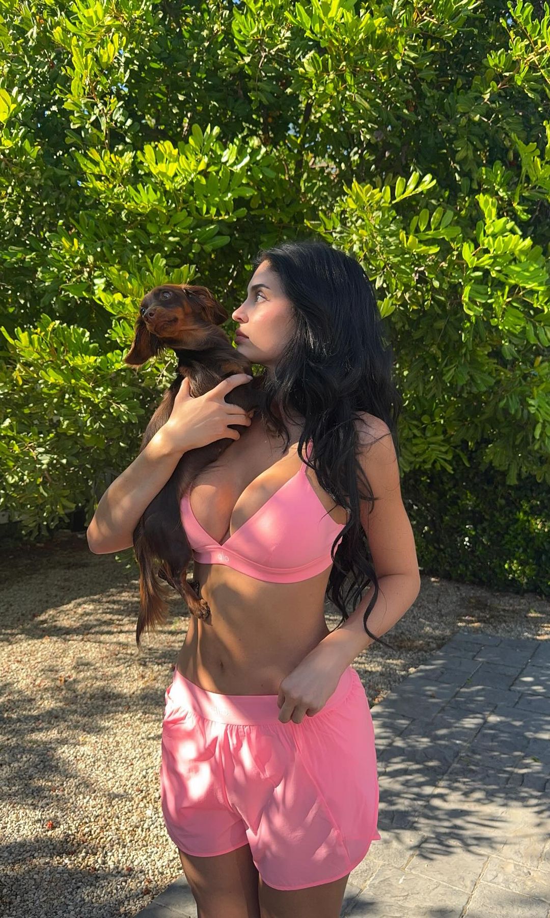 Kylie Jenner poses for snaps with her dachshund 