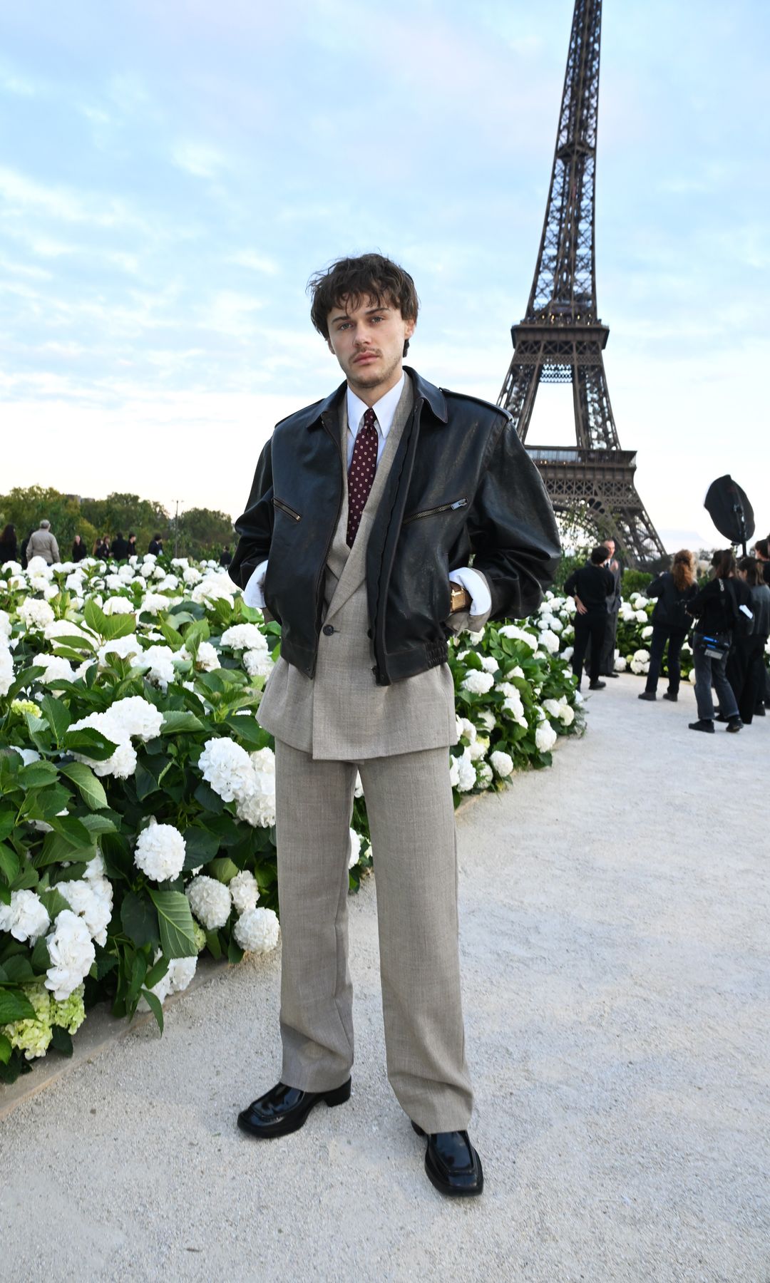 Christopher Briney at the Saint Laurent fashion show as part of Spring/Summer 2026 Paris Fashion Week