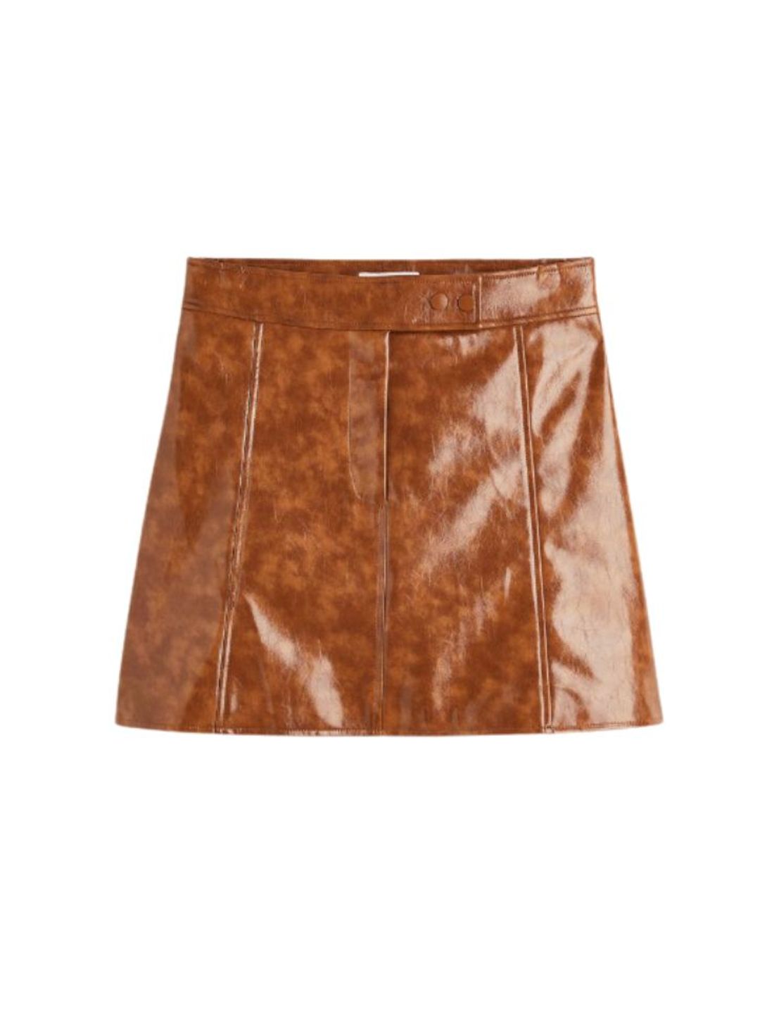 Tan leather mini skirt 