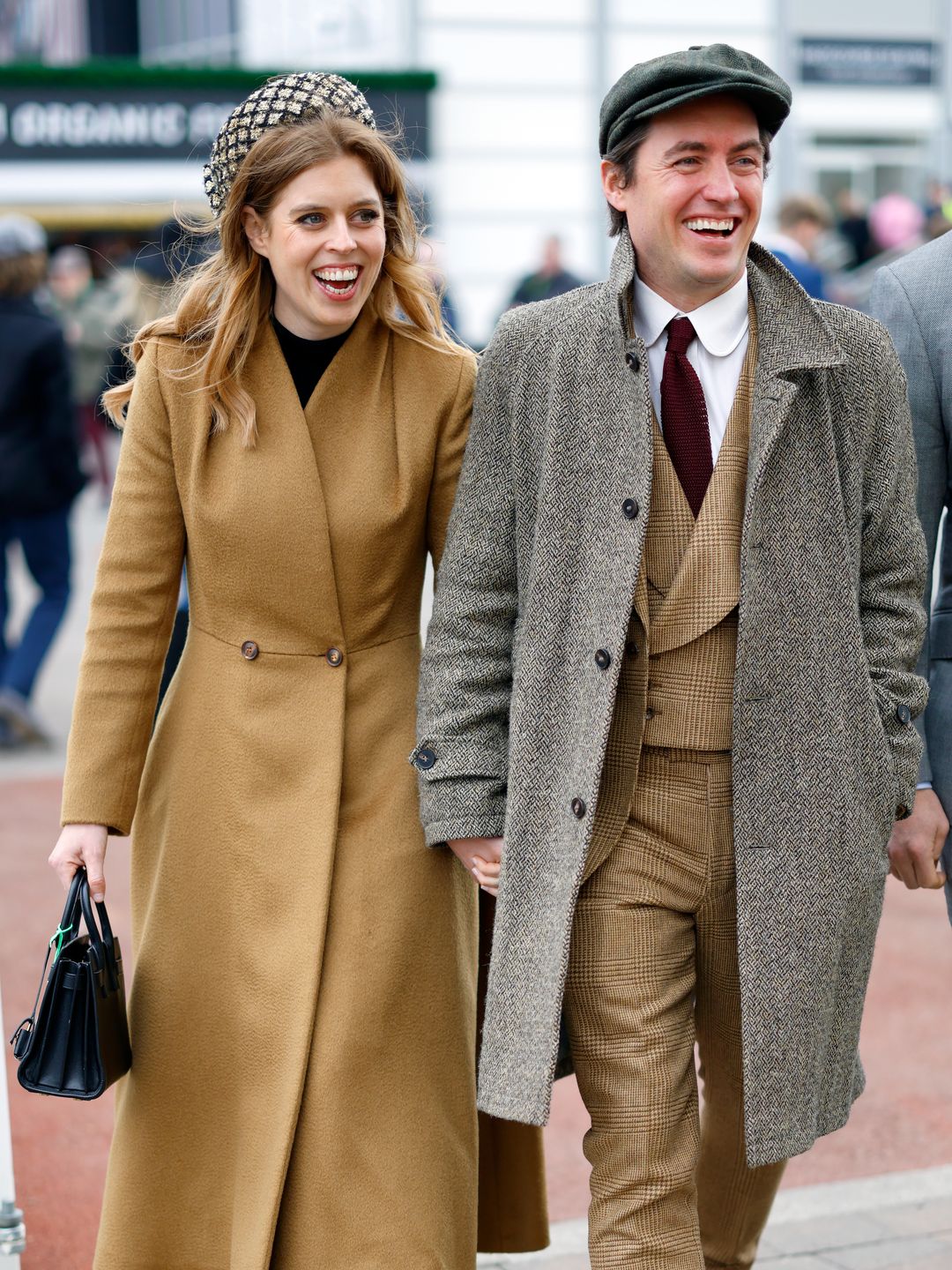 Princess Beatrice donned a camel-toned coat at this year's Cheltenham Festival 